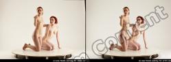 Nude Woman - Woman White Slim long red 3D Stereoscopic poses Pinup